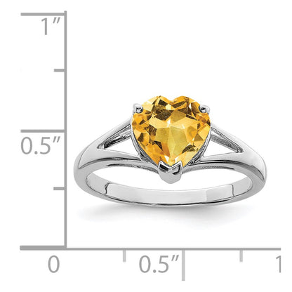 Sterling Silver Rhodium Citrine Ring