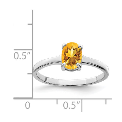 Sterling Silver Rhodium Citrine Ring