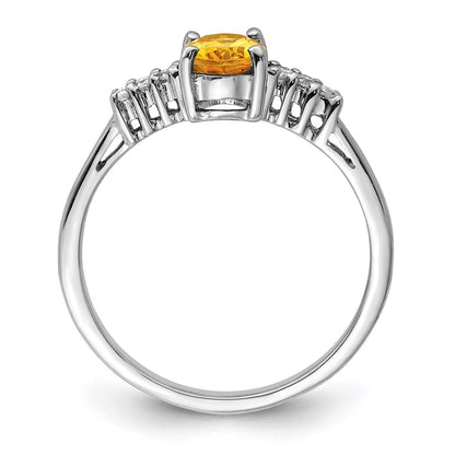 Sterling Silver Rhodium Citrine u0026 Diamond Ring