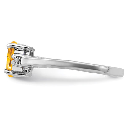 Sterling Silver Rhodium Citrine u0026 Diamond Ring
