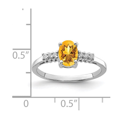 Sterling Silver Rhodium Citrine u0026 Diamond Ring