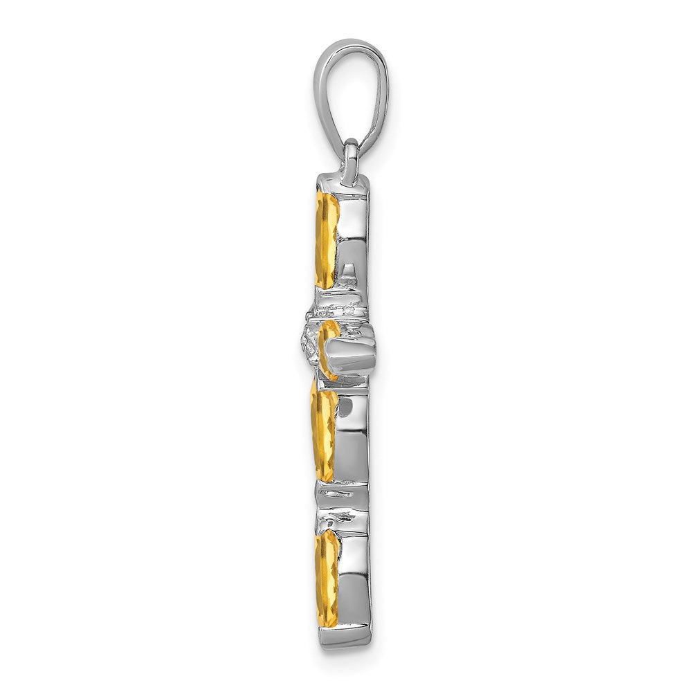 Sterling Silver Rhodium Citrine u0026 Diamond Cross Pendant