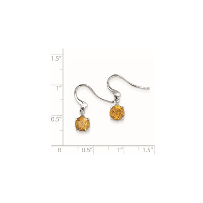 Sterling Silver Rhodium Round Citrine u0026 Diamond Wire Earrings