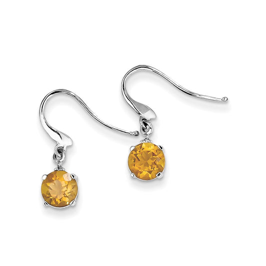 Sterling Silver Rhodium Round Citrine u0026 Diamond Wire Earrings