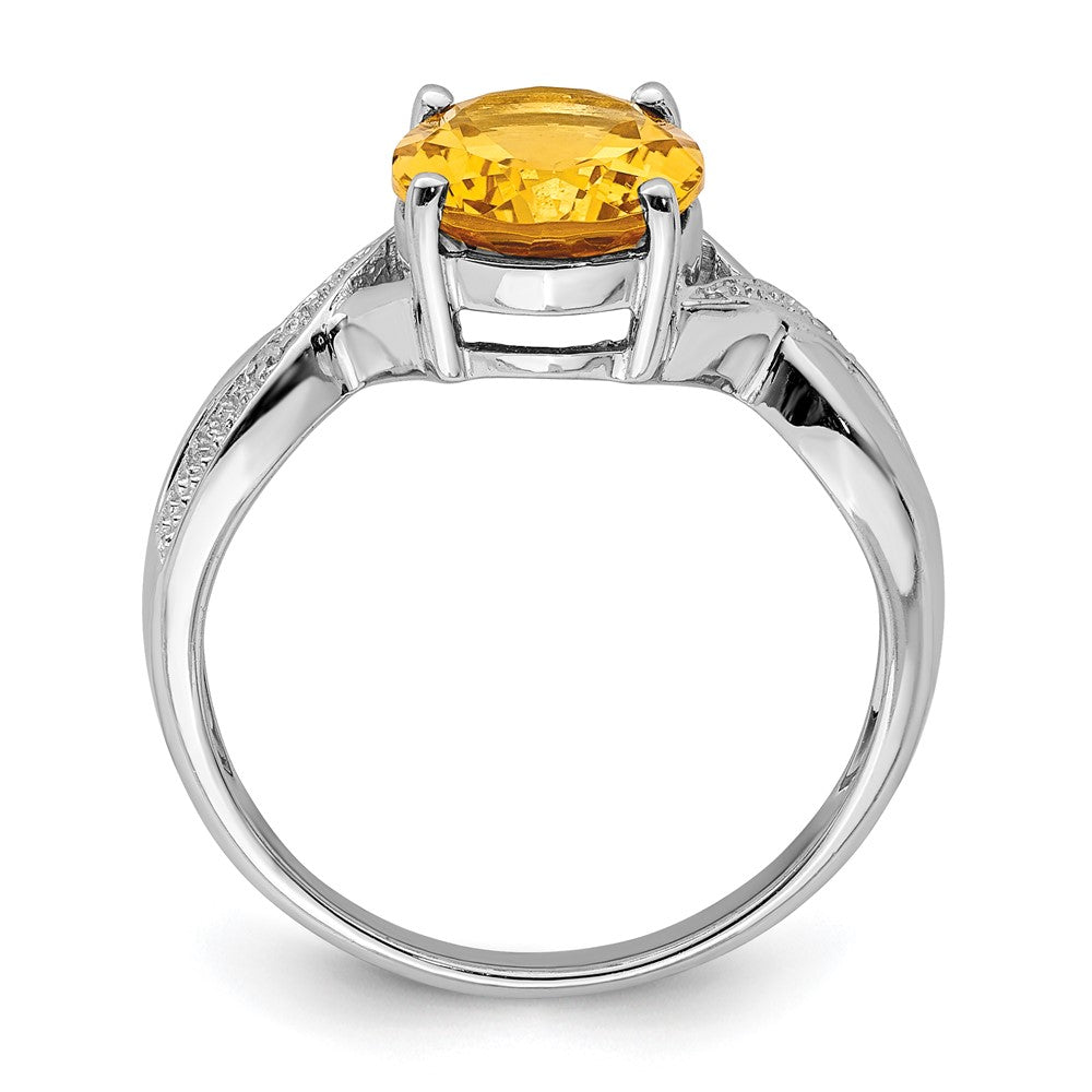 Sterling Silver Rhodium Citrine u0026 Diamond Ring