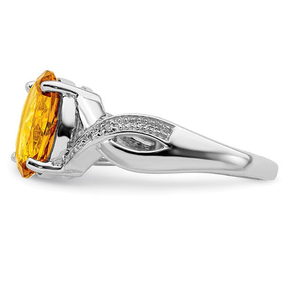 Sterling Silver Rhodium Citrine u0026 Diamond Ring