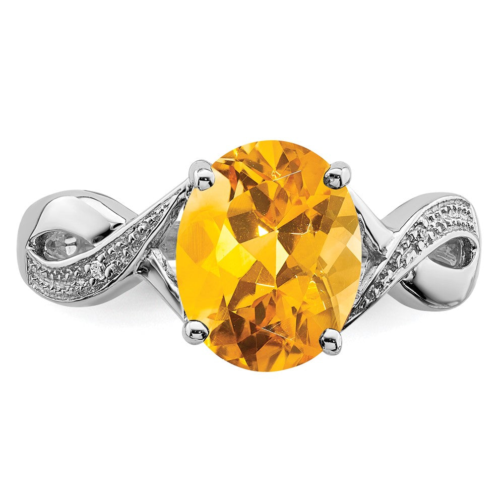 Sterling Silver Rhodium Citrine u0026 Diamond Ring