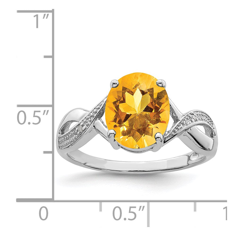 Sterling Silver Rhodium Citrine u0026 Diamond Ring