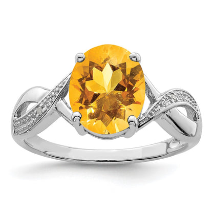 Sterling Silver Rhodium Citrine u0026 Diamond Ring