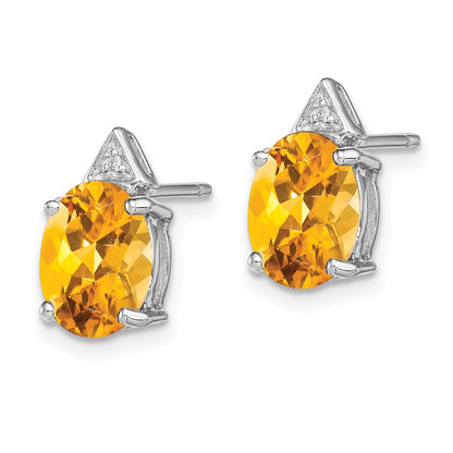 Sterling Silver Rhodium Citrine u0026 Diamond Post Earrings
