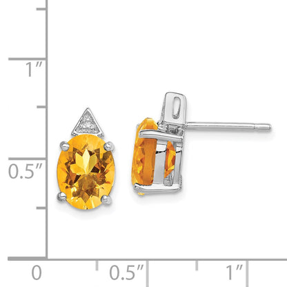 Sterling Silver Rhodium Citrine u0026 Diamond Post Earrings