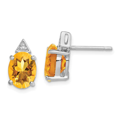 Sterling Silver Rhodium Citrine u0026 Diamond Post Earrings