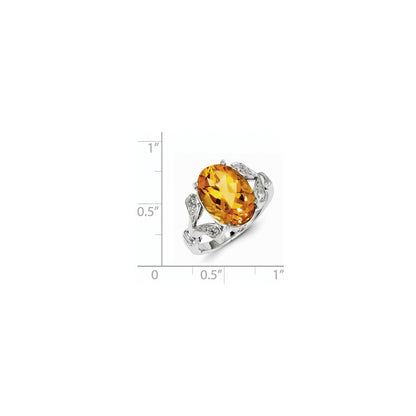 Sterling Silver Rhodium Citrine u0026 Diamond Ring