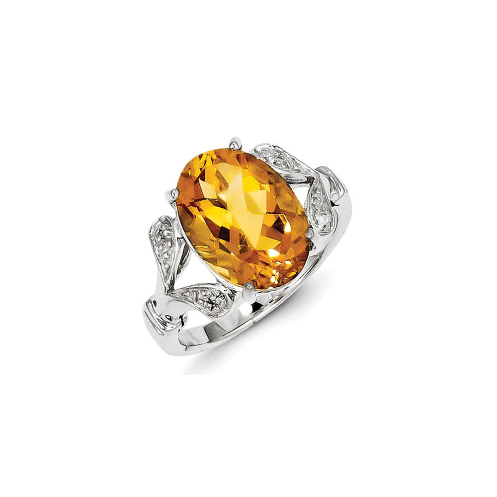 Sterling Silver Rhodium Citrine u0026 Diamond Ring