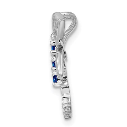 Sterling Silver Rhodium Sapphire Dragonfly Pendant