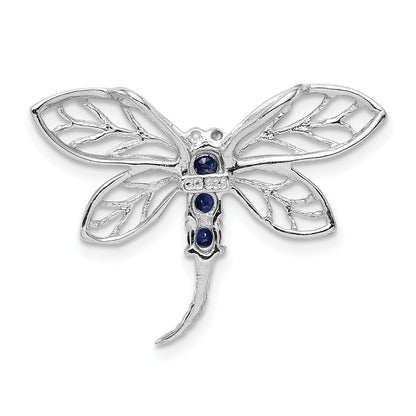 Sterling Silver Rhodium Sapphire Dragonfly Pendant