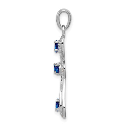 Sterling Silver Rhodium Dark Sapphire u0026 Diamond Cross Pendant