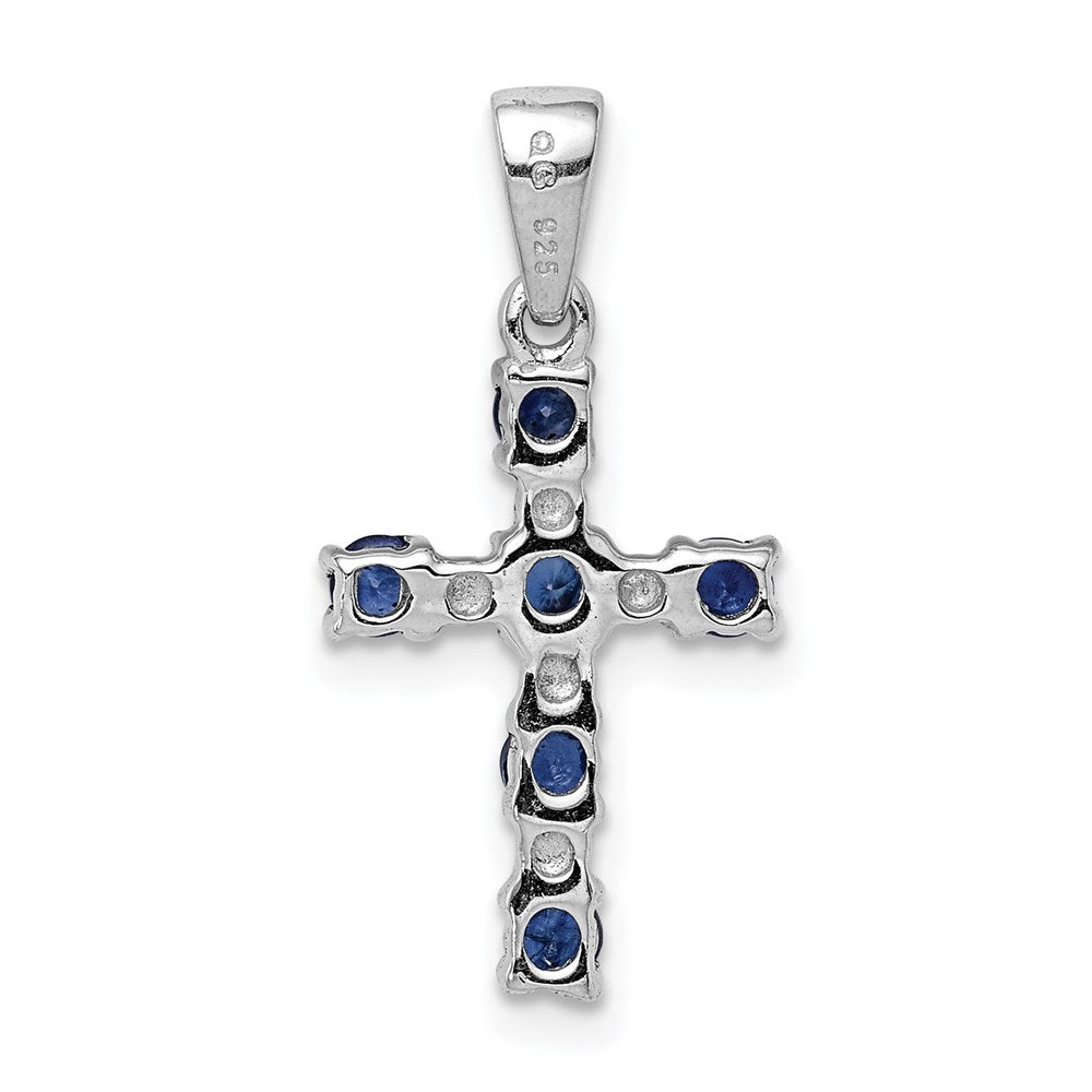 Sterling Silver Rhodium Dark Sapphire u0026 Diamond Accent Cross Pendant