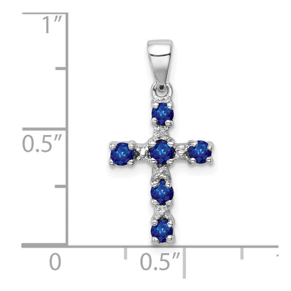 Sterling Silver Rhodium Dark Sapphire u0026 Diamond Accent Cross Pendant