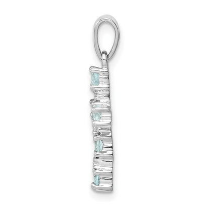 Sterling Silver Rhodium-plated Aquamarine u0026 Diamond Accent Cross Pendant