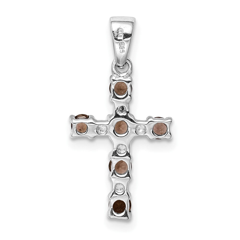 Sterling Silver Rhodium Smoky Quartz u0026 Diamond Accent Cross Pendant