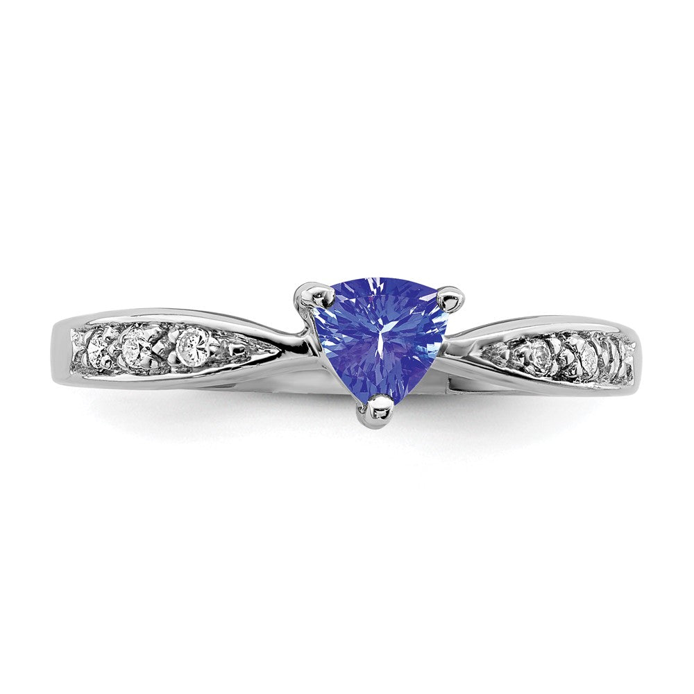 Sterling Silver Rhodium Tanzanite u0026 Diamond Ring