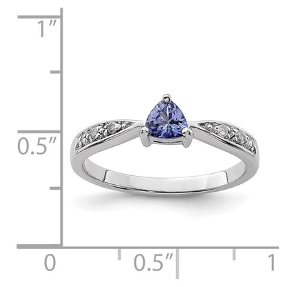 Sterling Silver Rhodium Tanzanite u0026 Diamond Ring