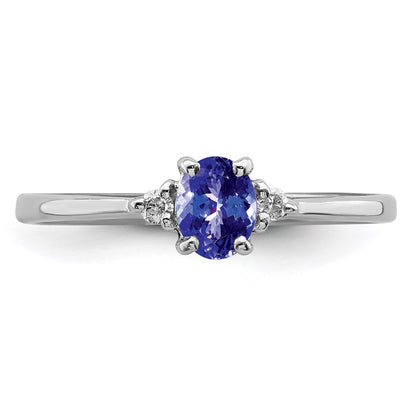 Sterling Silver Rhodium Tanzanite u0026 Diamond Ring