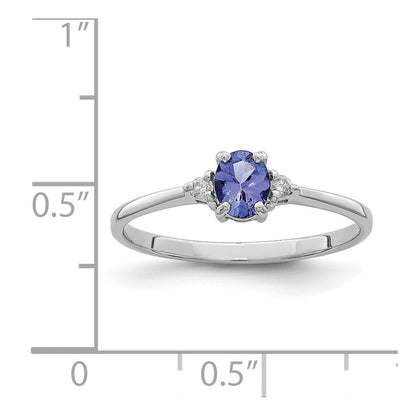Sterling Silver Rhodium Tanzanite u0026 Diamond Ring