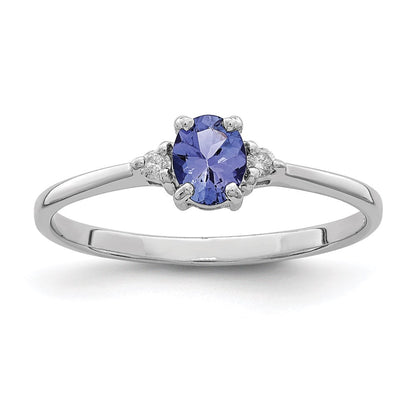 Sterling Silver Rhodium Tanzanite u0026 Diamond Ring