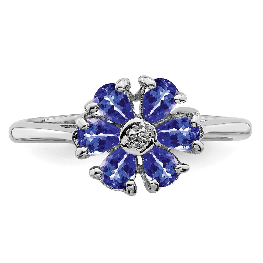 Sterling Silver Rhodium Tanzanite u0026 Diamond Ring