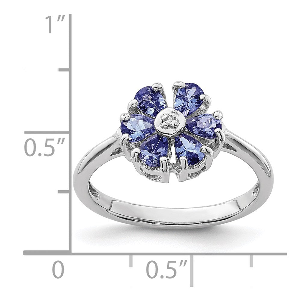 Sterling Silver Rhodium Tanzanite u0026 Diamond Ring