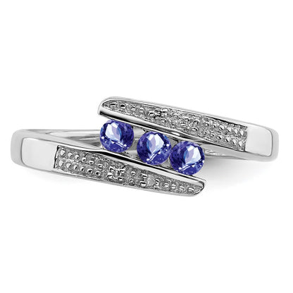Sterling Silver Rhodium Tanzanite u0026 Diamond Ring