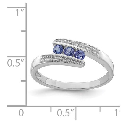 Sterling Silver Rhodium Tanzanite u0026 Diamond Ring