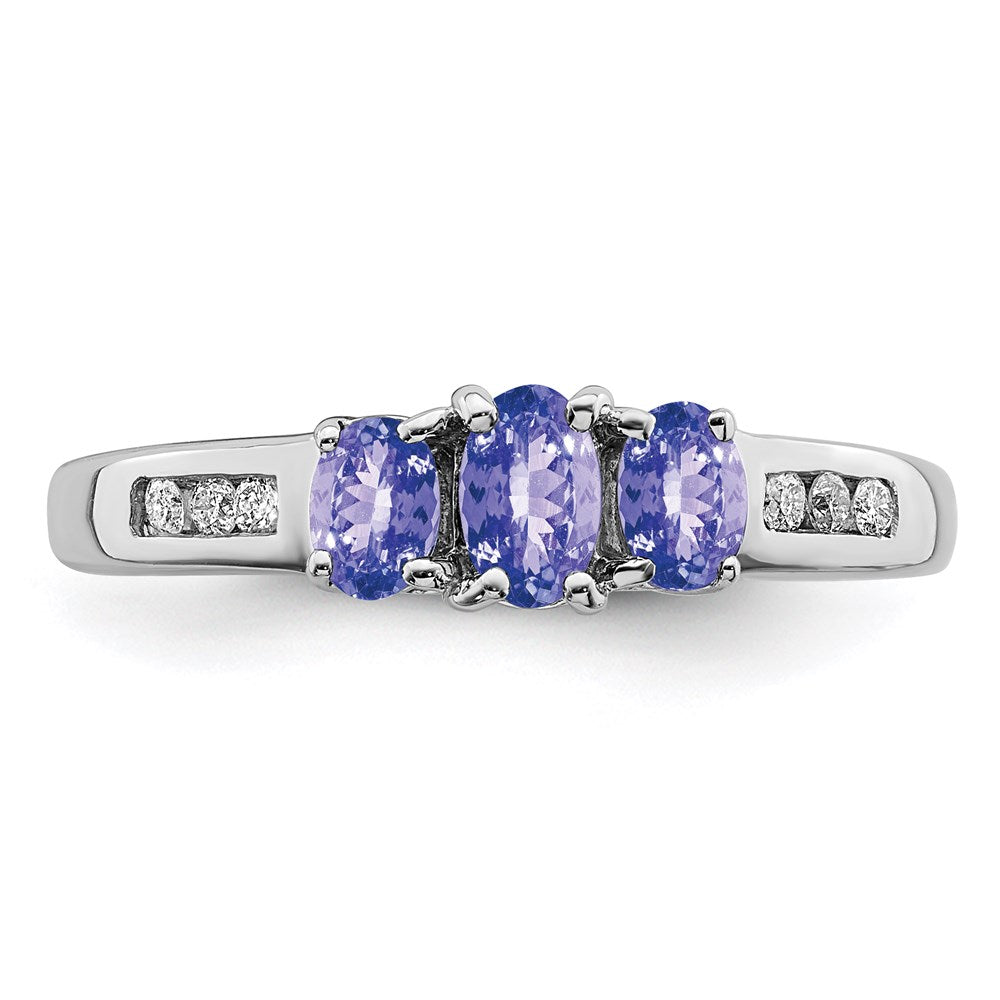 Sterling Silver Rhodium Tanzanite u0026 Diamond Ring