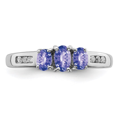 Sterling Silver Rhodium Tanzanite u0026 Diamond Ring