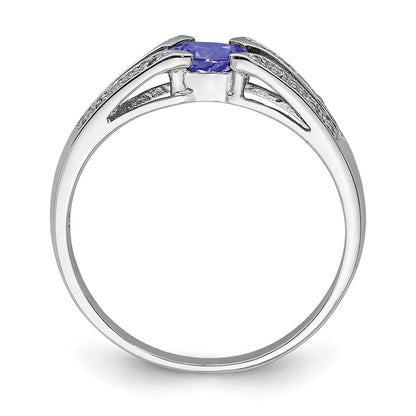 Sterling Silver Rhodium Tanzanite u0026 Diamond Ring