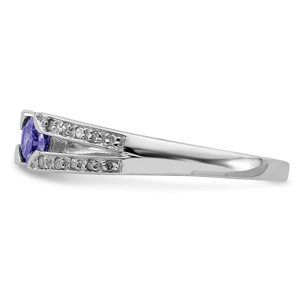 Sterling Silver Rhodium Tanzanite u0026 Diamond Ring