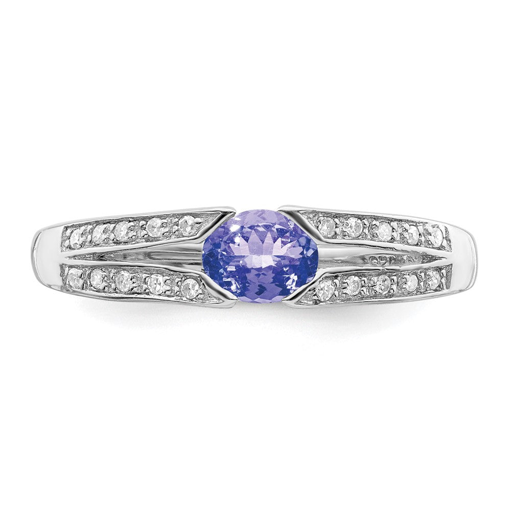 Sterling Silver Rhodium Tanzanite u0026 Diamond Ring