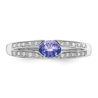 Sterling Silver Rhodium Tanzanite u0026 Diamond Ring