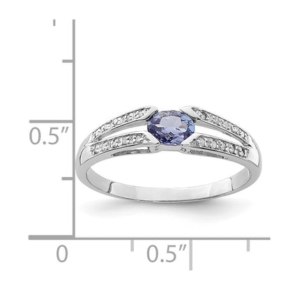 Sterling Silver Rhodium Tanzanite u0026 Diamond Ring