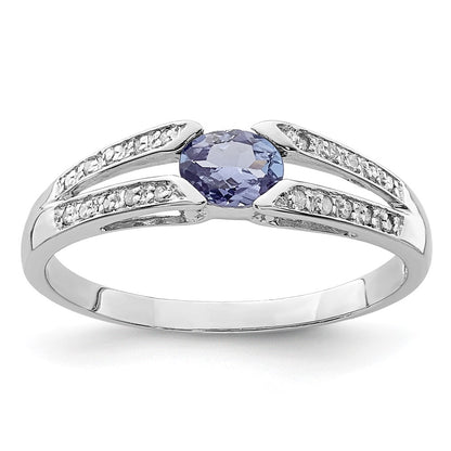 Sterling Silver Rhodium Tanzanite u0026 Diamond Ring