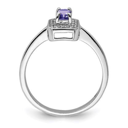 Sterling Silver Rhodium Tanzanite u0026 Diamond Ring