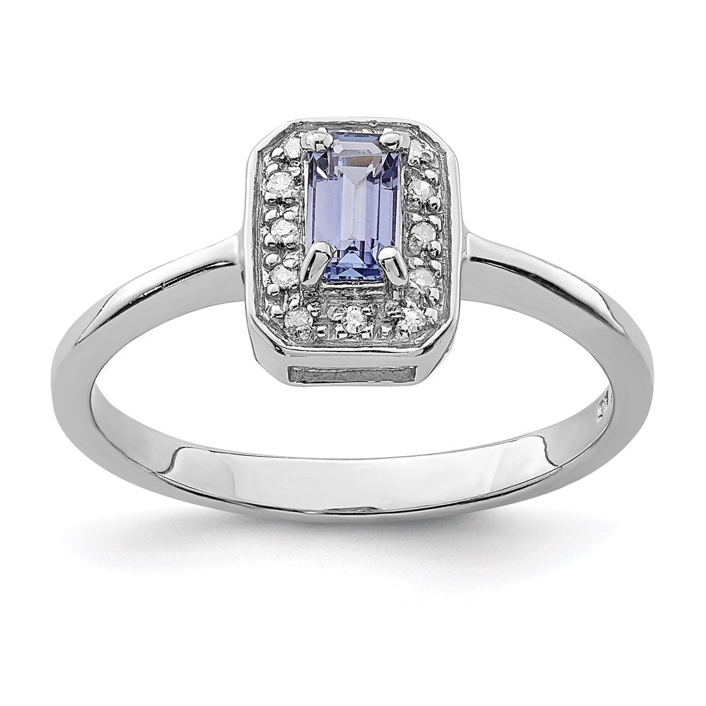 Sterling Silver Rhodium Tanzanite u0026 Diamond Ring