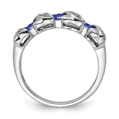 Sterling Silver Rhodium Tanzanite u0026 Diamond Ring
