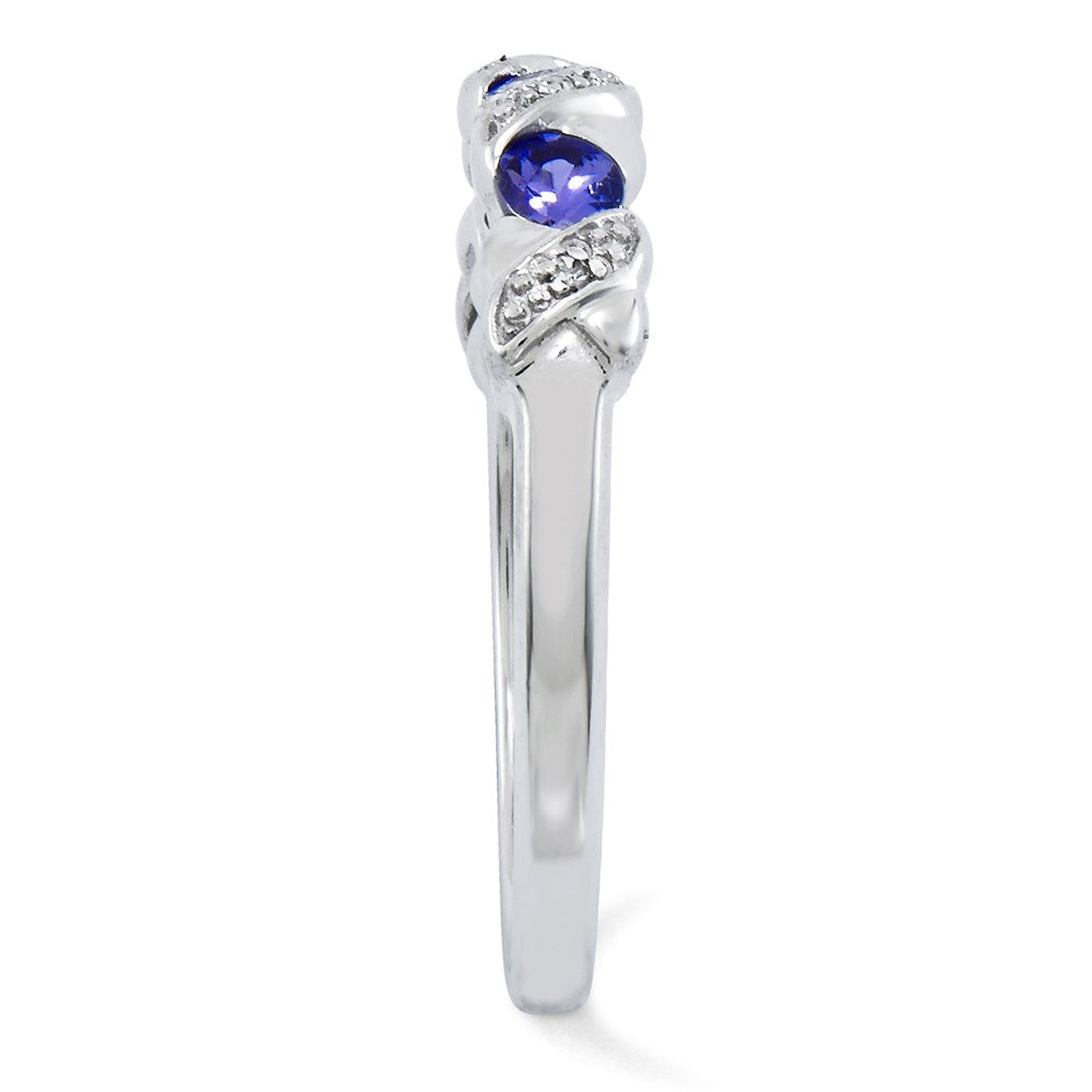 Sterling Silver Rhodium Tanzanite u0026 Diamond Ring