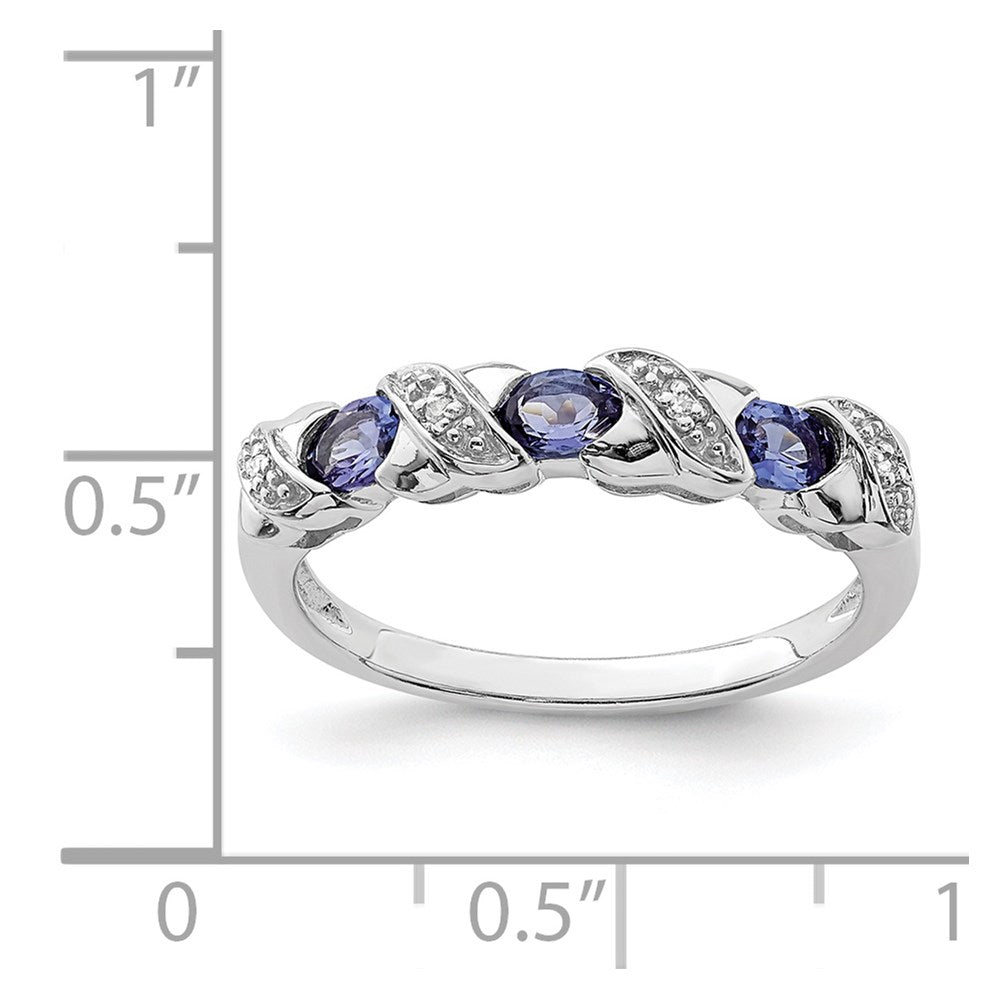 Sterling Silver Rhodium Tanzanite u0026 Diamond Ring