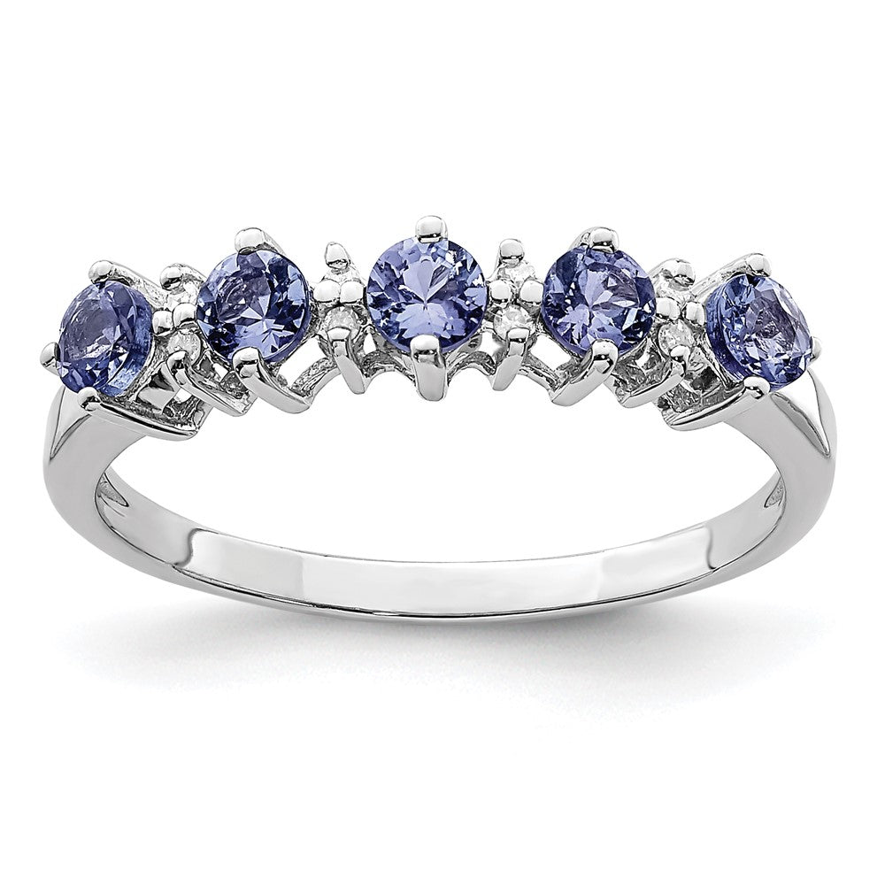 Sterling Silver Rhodium Tanzanite u0026 Diamond Ring