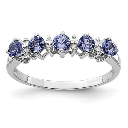 Sterling Silver Rhodium Tanzanite u0026 Diamond Ring