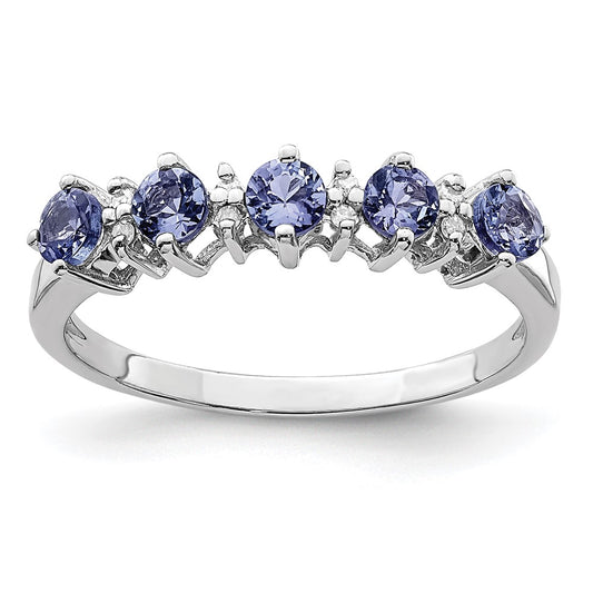 Sterling Silver Rhodium Tanzanite u0026 Diamond Ring